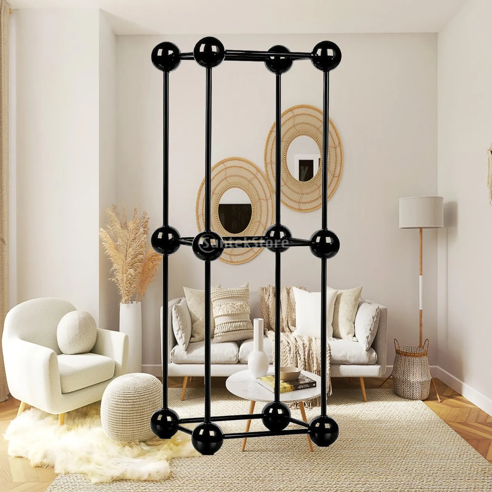 Geometric Metal Frame Minimalist Sculpture Decor Low-Height for Living Room, Study