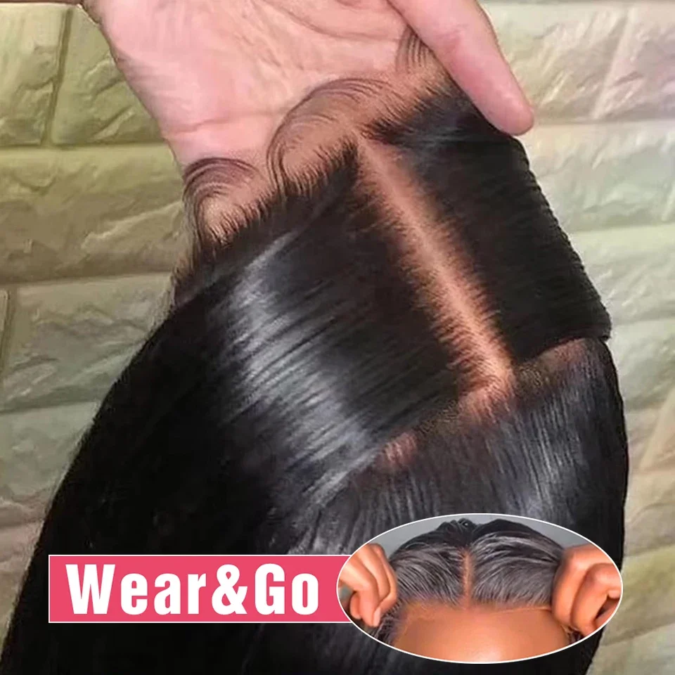 Straight 6x4 5x5 Glueless Human Hair Lace Wig Hd Transparent Lace 180 Density Ready to Wear Closure Wigs Brazilian PrePlucked