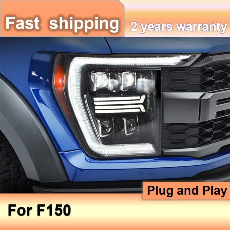 Car Accessories for Ford F150 Raptor Headlight 2021-2022 F150 Headlamp DRL Dynamic Turn Signal High Beam Projector Lens