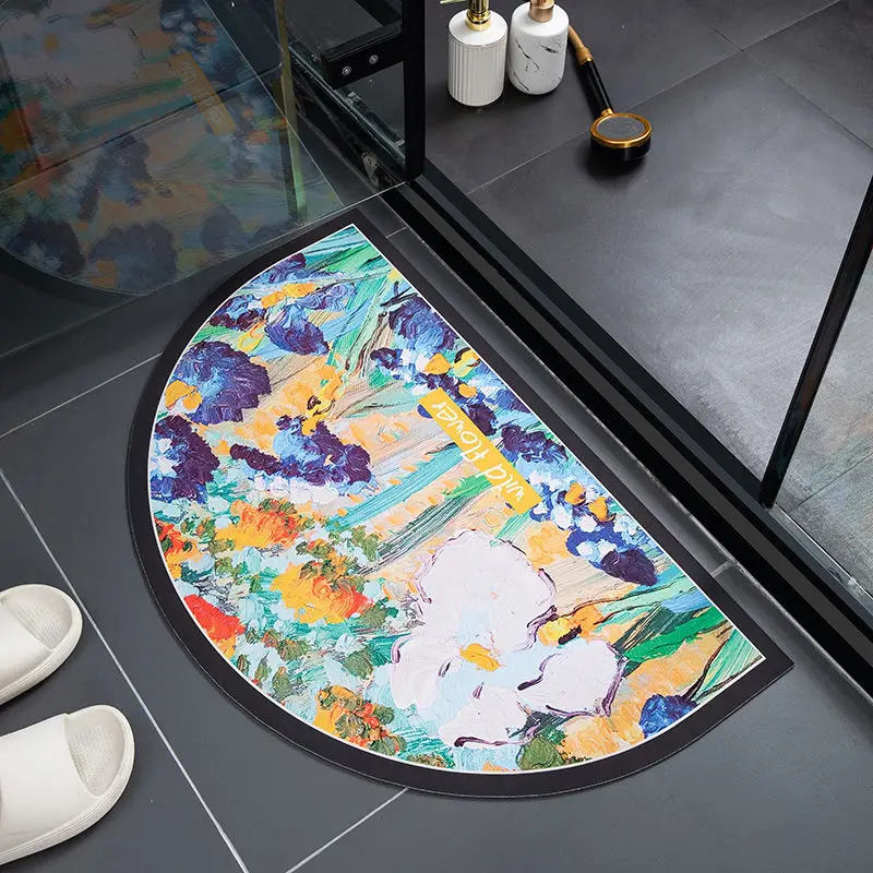 

Retro bathroom diatom mud floor mat non-slip absorbent mat light luxury bathroom floor mat