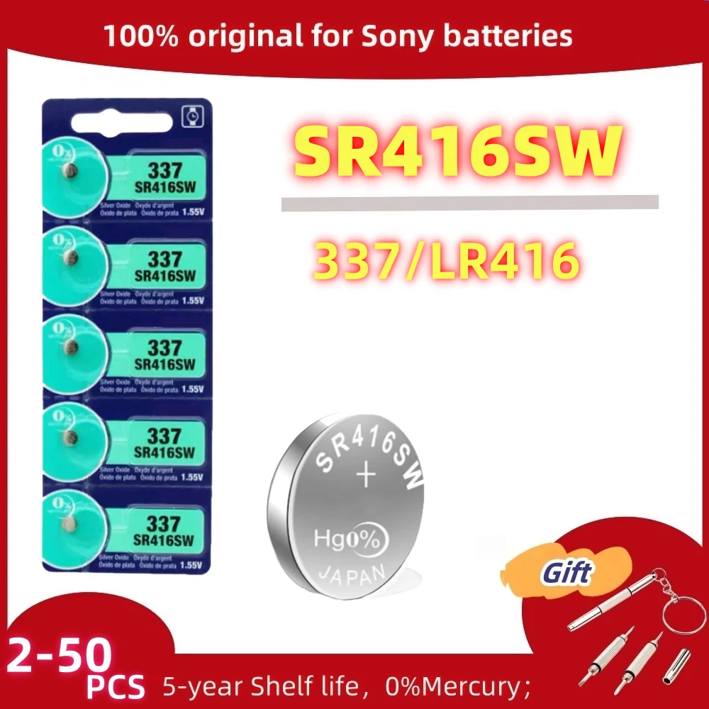 Original For SONY 337 SR416SW LR416 337A Silver Oxide Button Cell Batteries For LED Headphone Watch Batteries Swiss Made