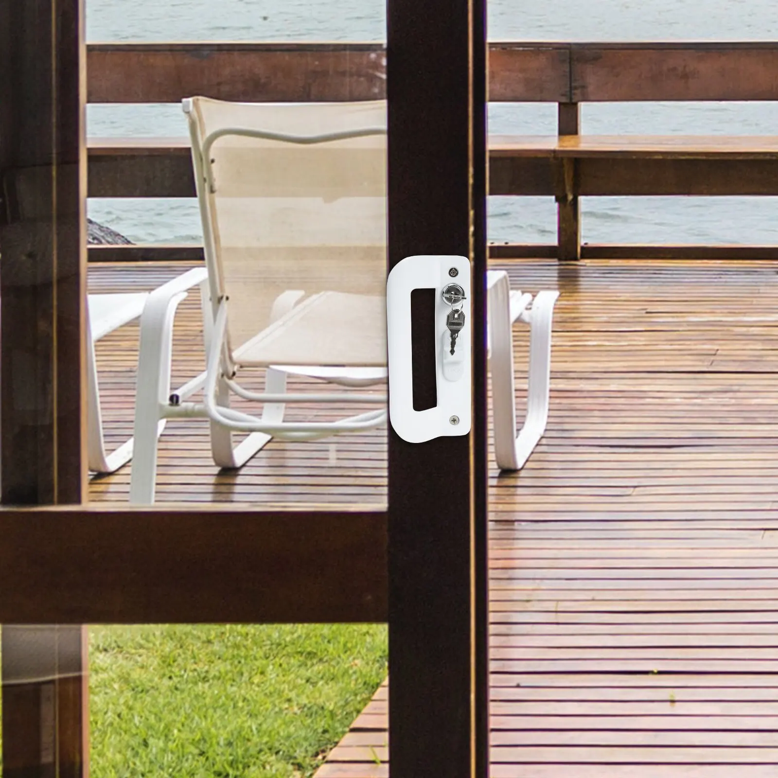 1Set Sliding Door Lock Push-Pull Handle Aluminum Alloy Heavy Duty Sliding Glass Door Lock Replacement for Patio Barn Garage