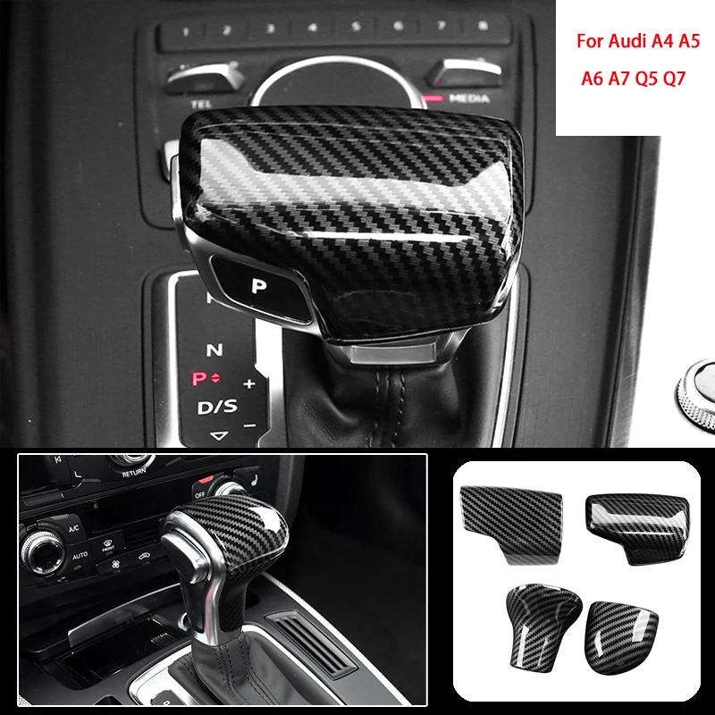 

Car Gear Shift Handle Protection Sleeve Cover Trims For Audi A4 A5 A6 A7 Q5 Q7 ABS Carbon Fiber Decorative Sticker Accessories