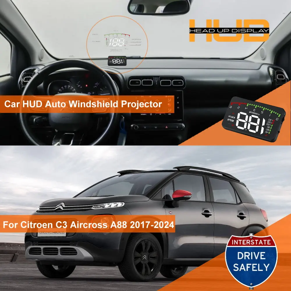 Car Head Up Display HUD For Citroen C3 Aircross AI58 2010-2020 A88 2017-2024 CC24 2023-2026 Windshield Projector Accessories