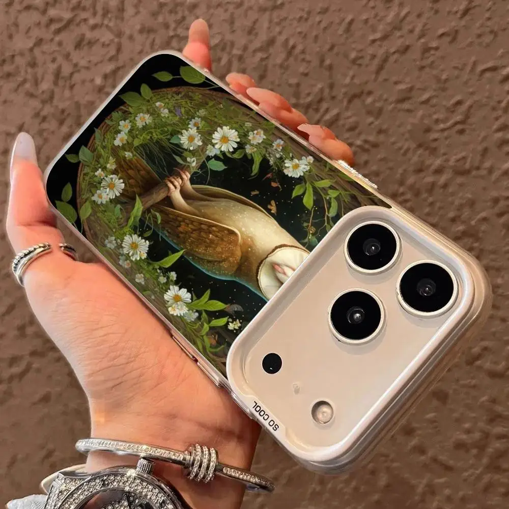 حافظة هاتف بنمط البومة ليلاً لهاتف iPhone17 16 15 14 13 12 11 Pro/ Max/Plus غطاء خلفي مقاوم للصدمات مضاد للبصمة