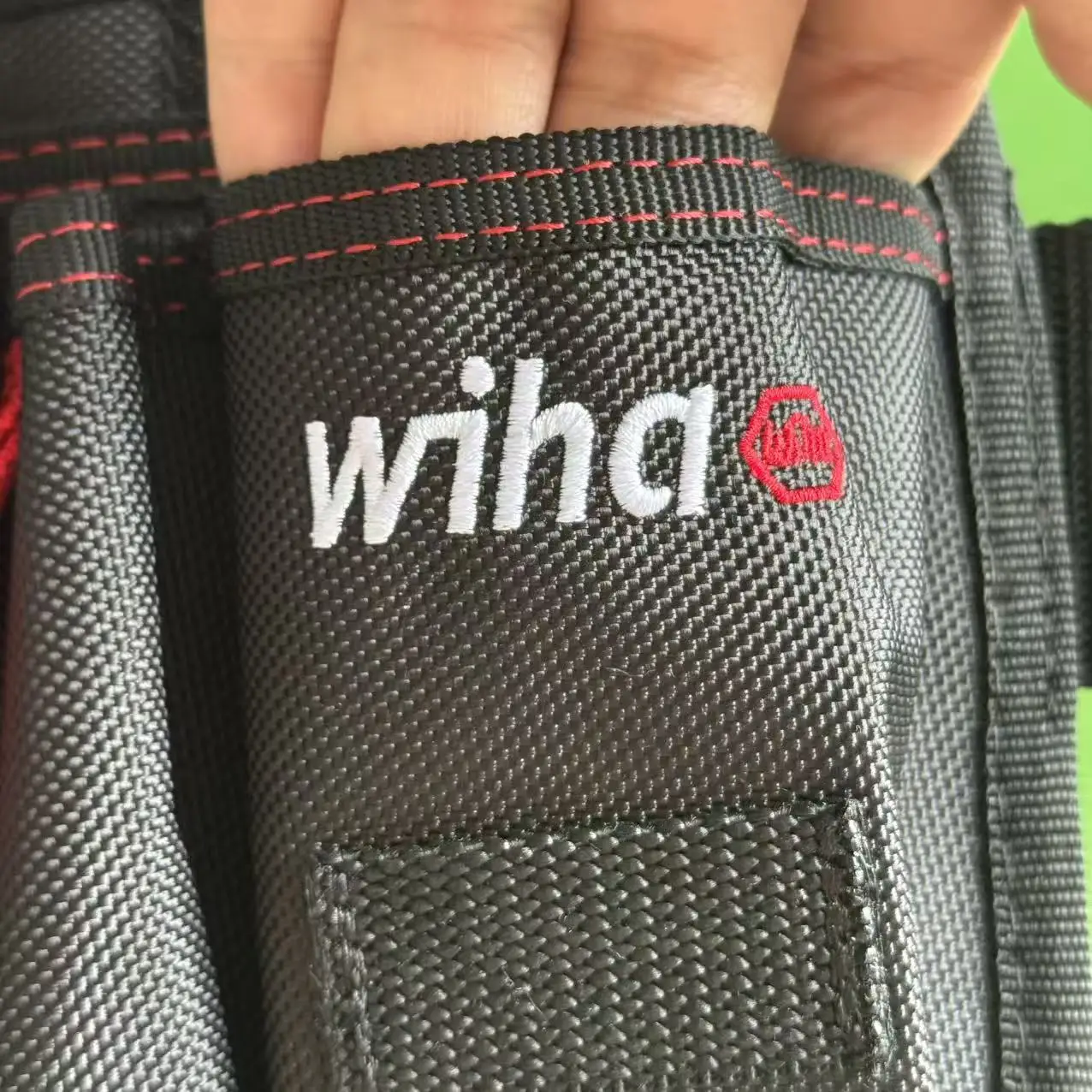 Wiha 90999C-BAG Tool Belt Pouch, Black/Red Durable Fabric, Waist Holster for Screwdrivers & Small Hand Tools