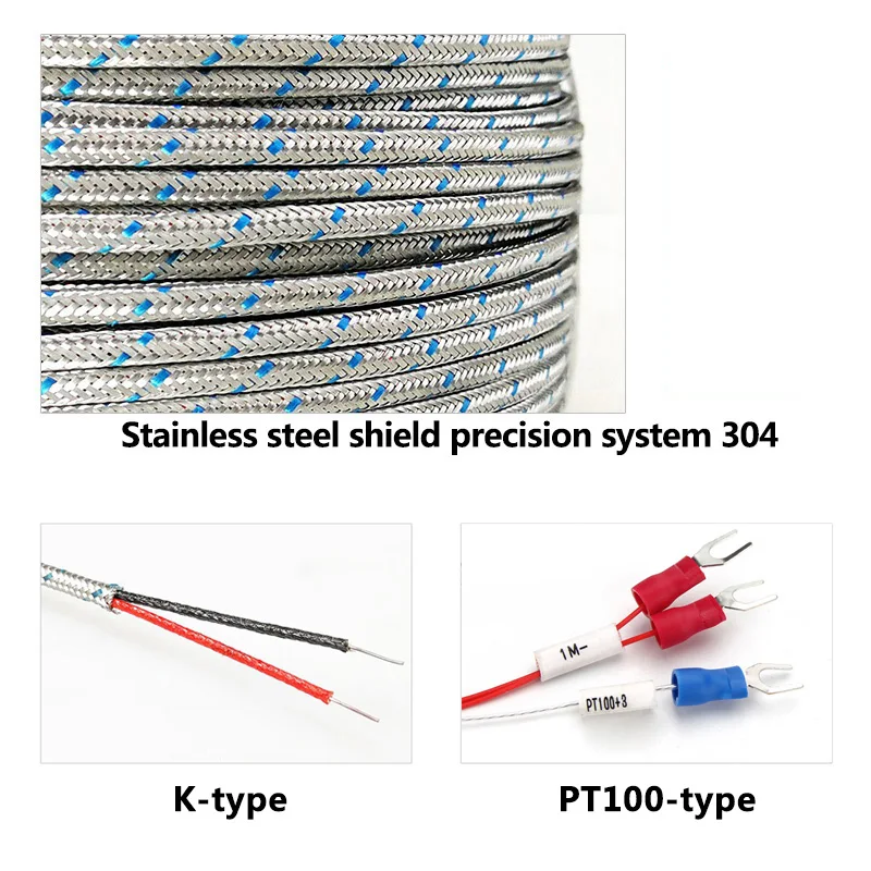 Flexible Bending Probe1100 degree PT100/K Type  Ungrounded 1mm 2mm 3mm 5mm  Controller Sheathed Thermocouple Temperature Sensor