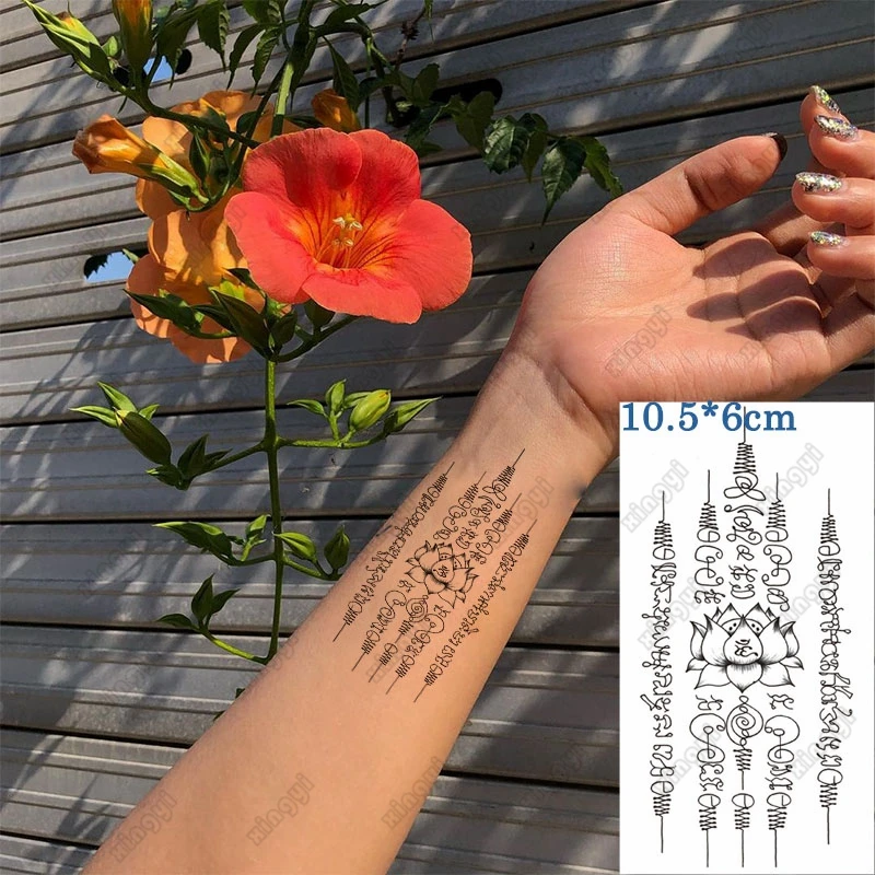 Waterproof Temporary Tattoo Sticker Cute Figure Lotus Children's Arm Wrist Hand Water Transfer Fake Tatto Body Art Women Men