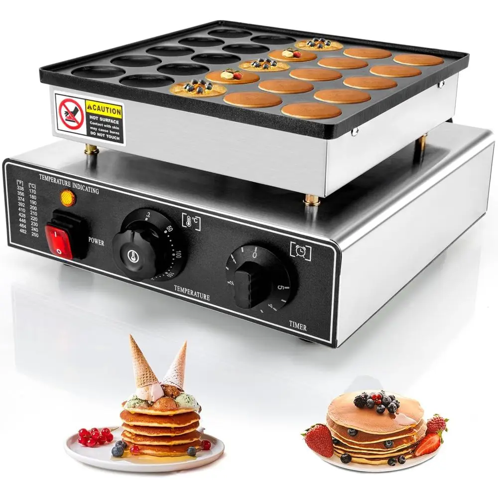 

110V 950W Non-stick Commercial Mini Pancake Maker for Small Dutch Pancakes - Ideal for Home or Restaurant Use