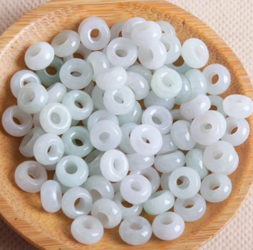 

Natural Jade A+ Jadeite Doughnut Abacus Loose Beads For Bracelet Necklace DIY Jewelry Making Accessory