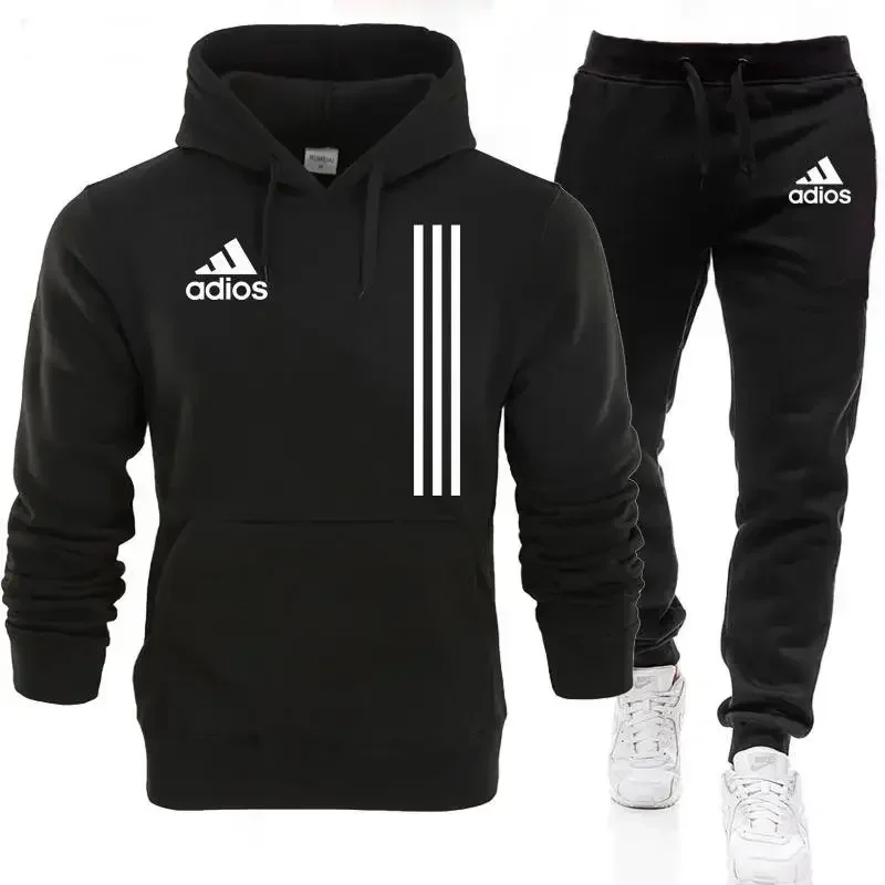 

2024 new men and women can spring and autumn pullover hoodie + pants two-piece outdoor fitness jogging sportswear set