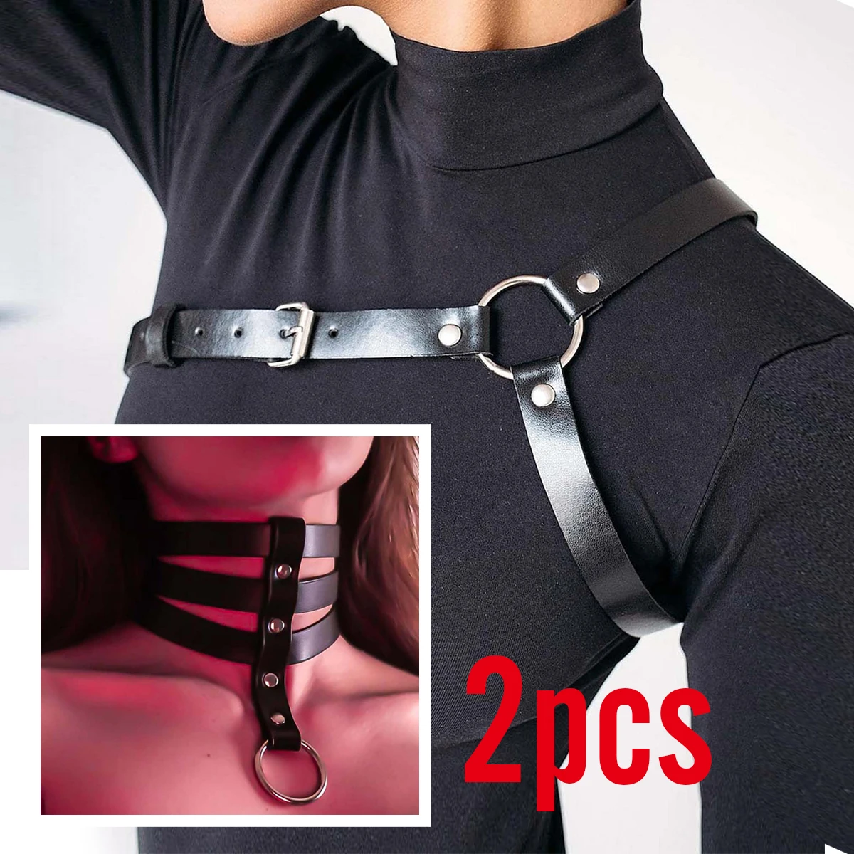 

Готический комплект: одноплечный ремень-подтяжка, женский нагрудный ремень в стиле панк, модный пояс-ремень из искусственной кожи.