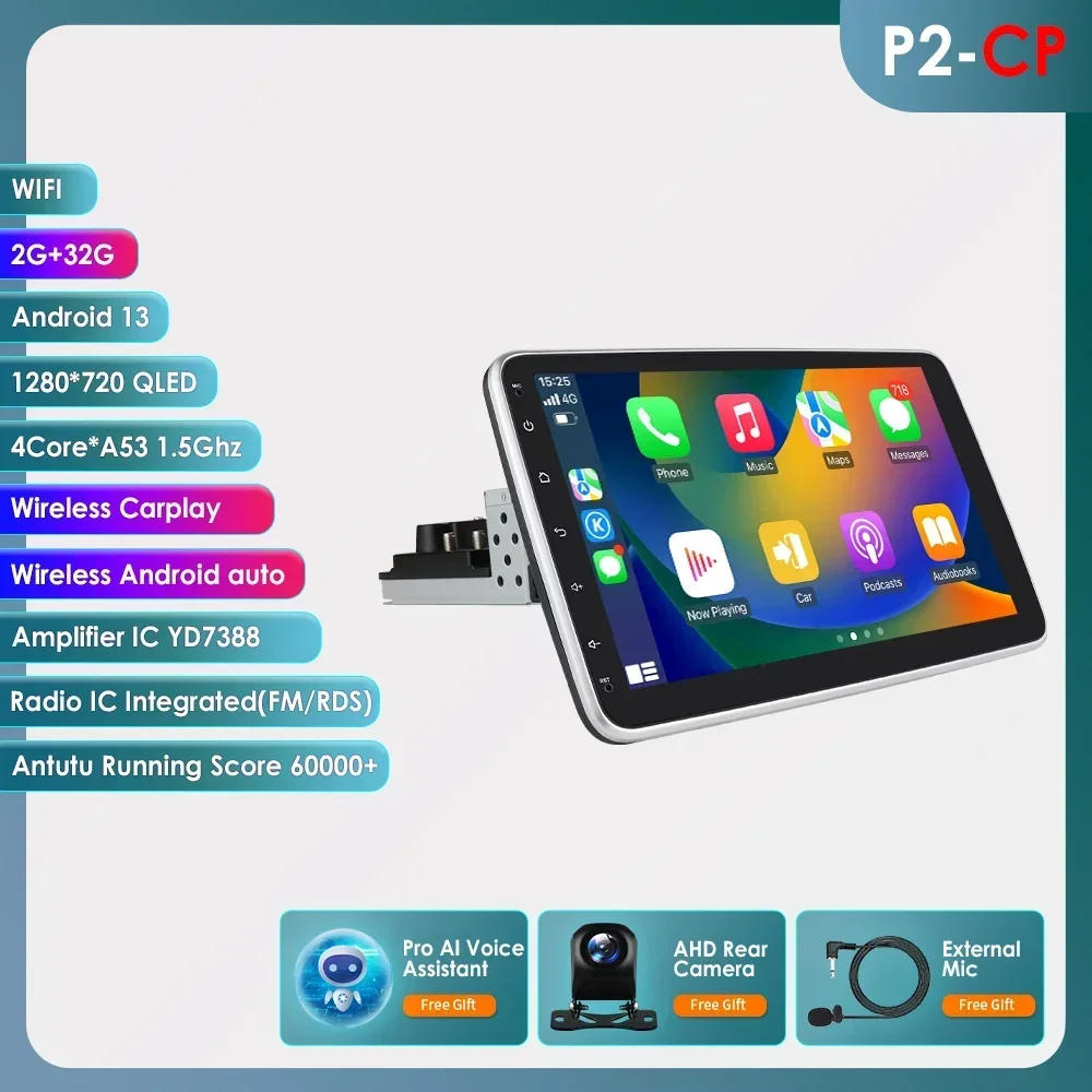 1 Din Android Auto Radio Gps Voor Universele Auto Multimedia Speler Stereo 1din Draaibaar Scherm Video Autoradio Carplay 10.1 Inch