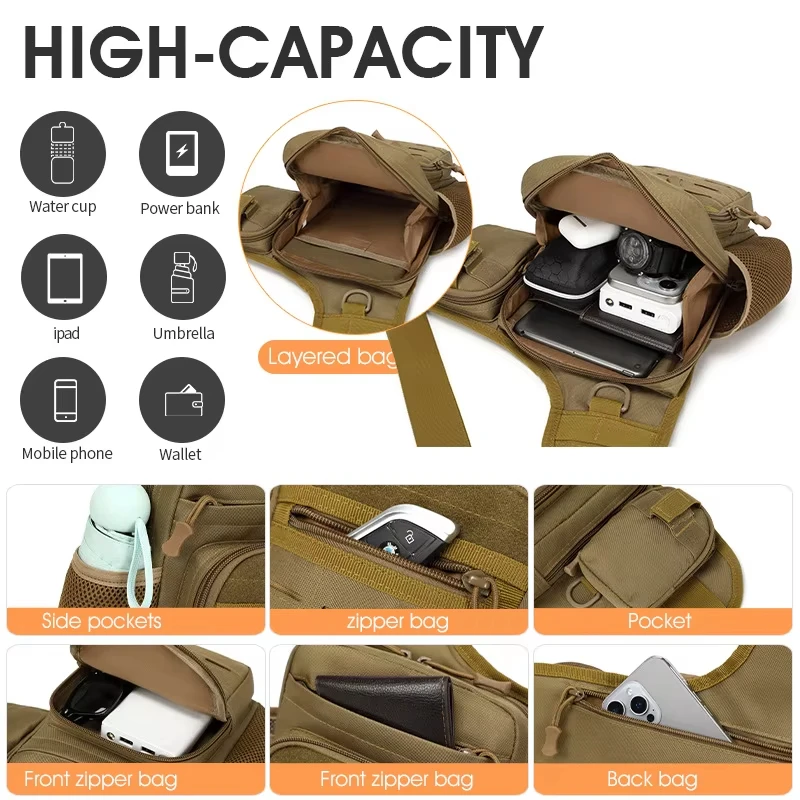 Outdoor Camping Climbing Crossbody Bag Tactical Sports Waist Bag Travel Cycling Trekiing Hiking Hunting Sling Fanny Pack