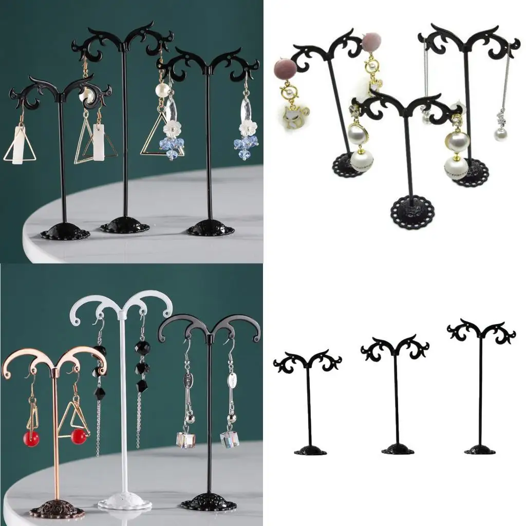 Earring Display Stand for Jewelry Retail Holder Iron Black White for Stud Drop Long Earrings Show