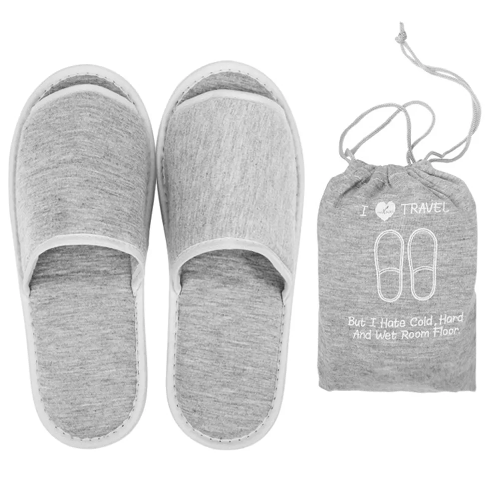 Slip on Slippers for Women Portable Foldable Folding Travel Japanese-style Lightweight Grey Miss