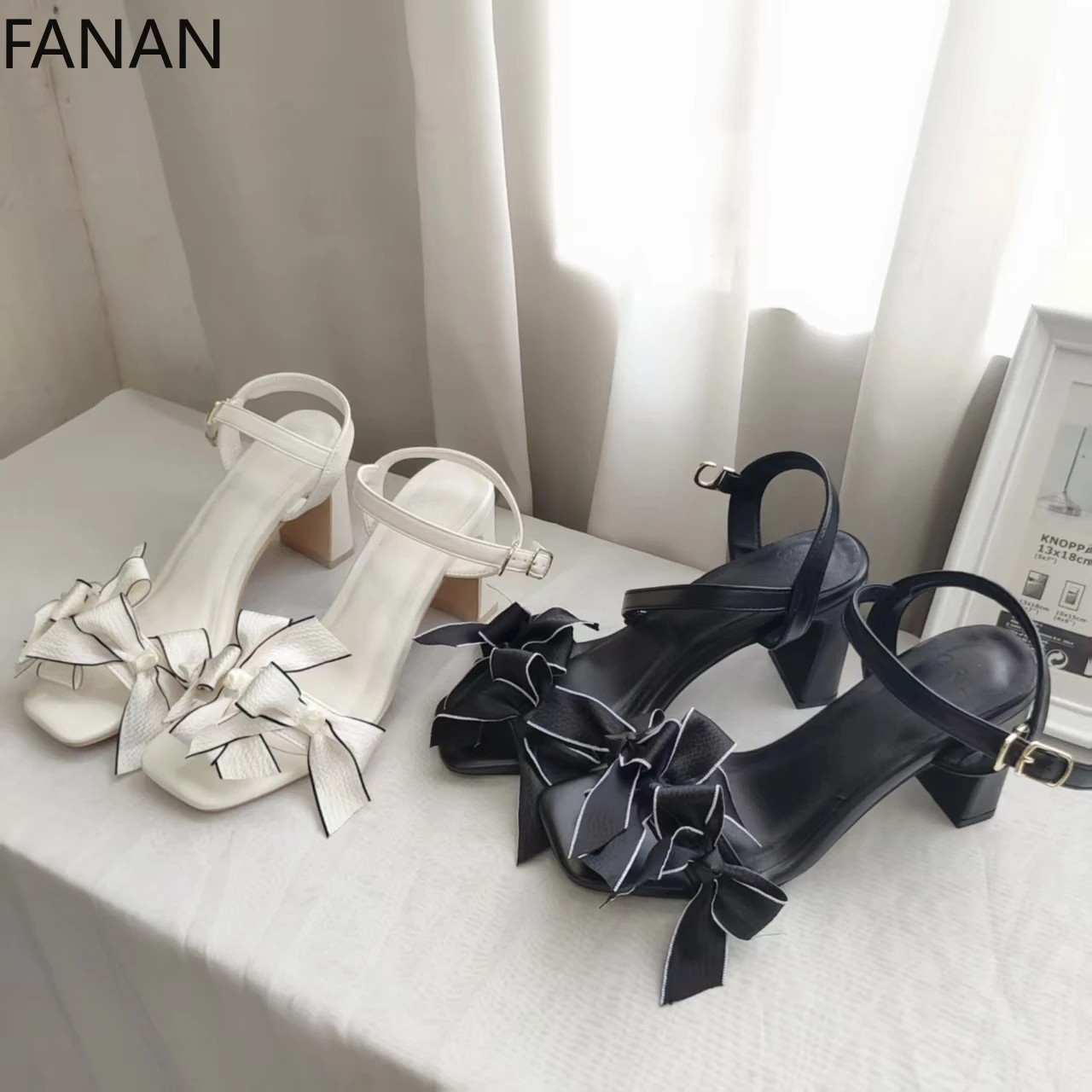 

Japanese Elegant High Heel Sandals Summer Bow Cute Sweet Flower Sandals Shoes for Women's Comfortable Non-Slip Slippers