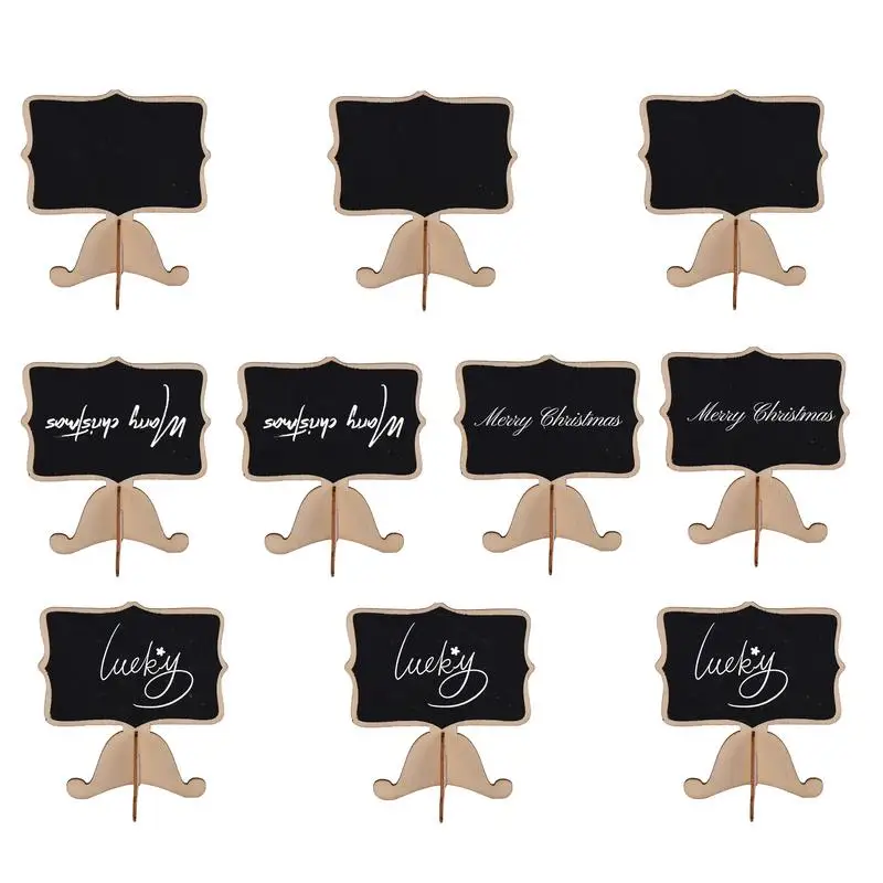 Small Wooden Chalkboard 10pcs Place Cards With Stand For Weddings Wooden Restaurant Food Display For Parties Decorations