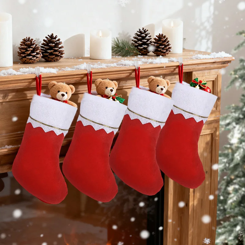 1–6 Stück Weihnachtsstrümpfe Stuffer Weihnachtsbaum Zuhause Kamin hängende Socken Geschenk Süßigkeitentüte 2026 Neujahr Party Dekoration Lieferungen