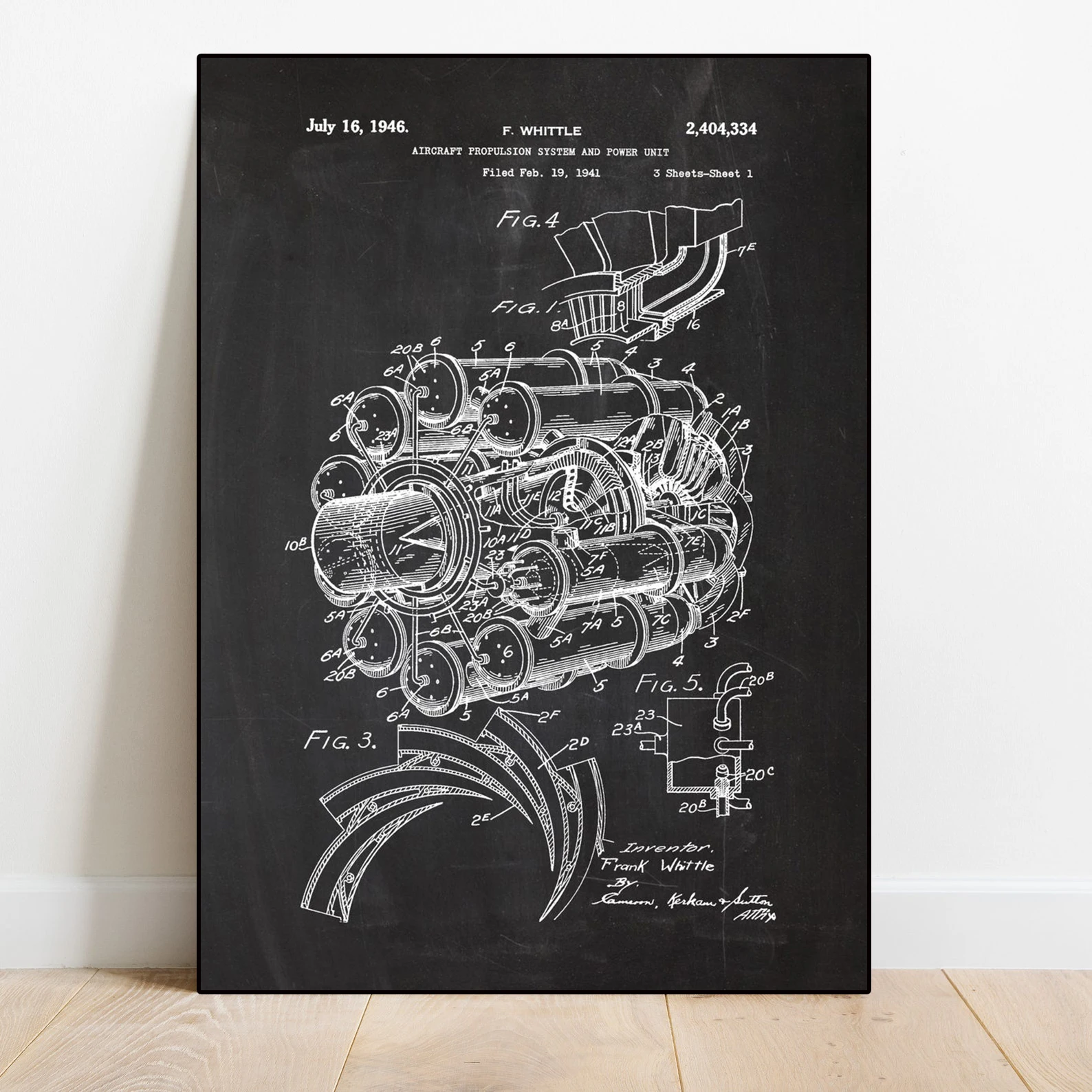 Engine motor technician blueprint retro mechanical enthusiast wall art decoration living room home decoration canvas picture