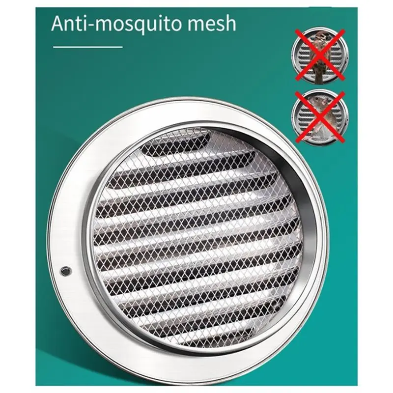 [NEWA76K!】 Stainless Steel Exhaust Extractor Ventilation Wall Air Vent 120 Ducting Specification Includes Mounting Screws