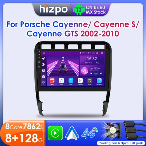 Hizpo 7862 Radio de coche para Porsche Cayenne 1 2002-2010 2 Din Android 13 reproductor de vídeo Multimedia estéreo GPS Carplay + navegación automática