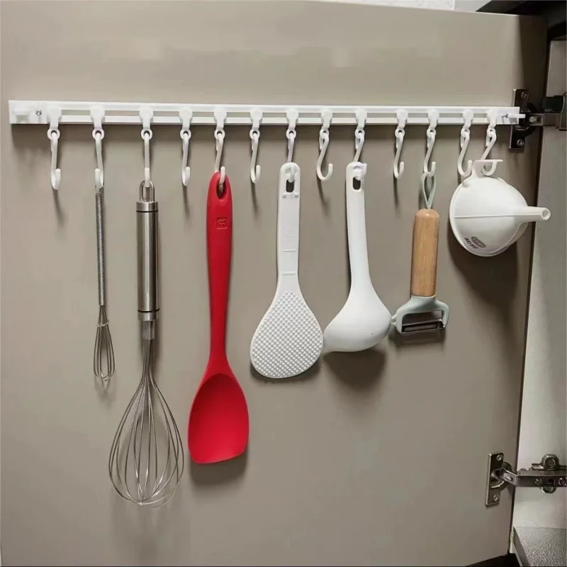 Kitchen Sink Hanger Cabinet Door Sliding Hook Self-adhesive Towel Holder Under Sink Organizer Bathroom Hook