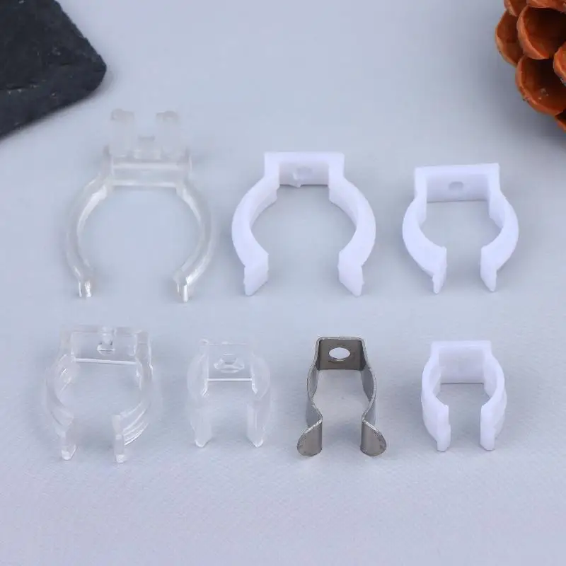 10Pcs T5 T8 LED Round Neon Fixed Clip Plastic Buckle Transparent White Connector Holder Silica Gel Tube Accessories