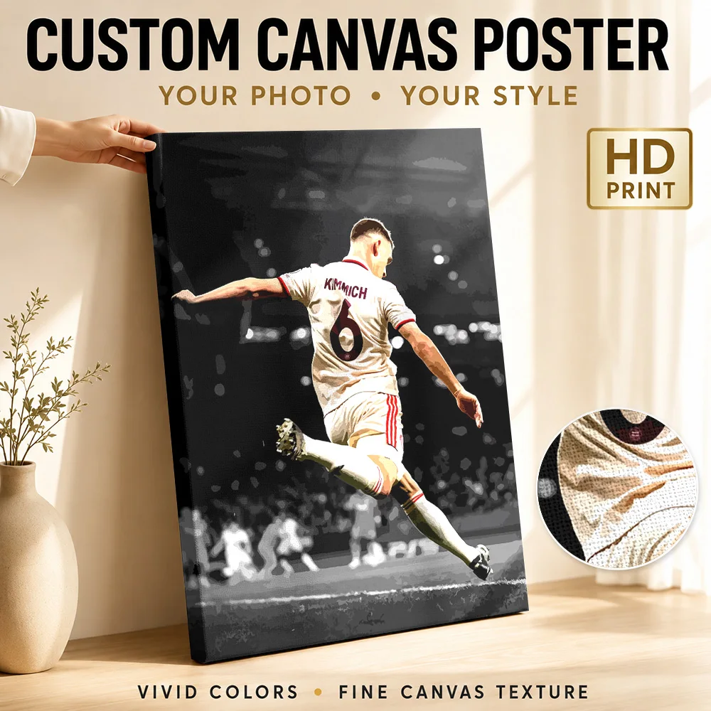Joshua Kimmich Soccer Action Canvas Poster Dynamic Style Canvas Wall Art With Customized Photo For Home Gym Ideal Supporter Gift