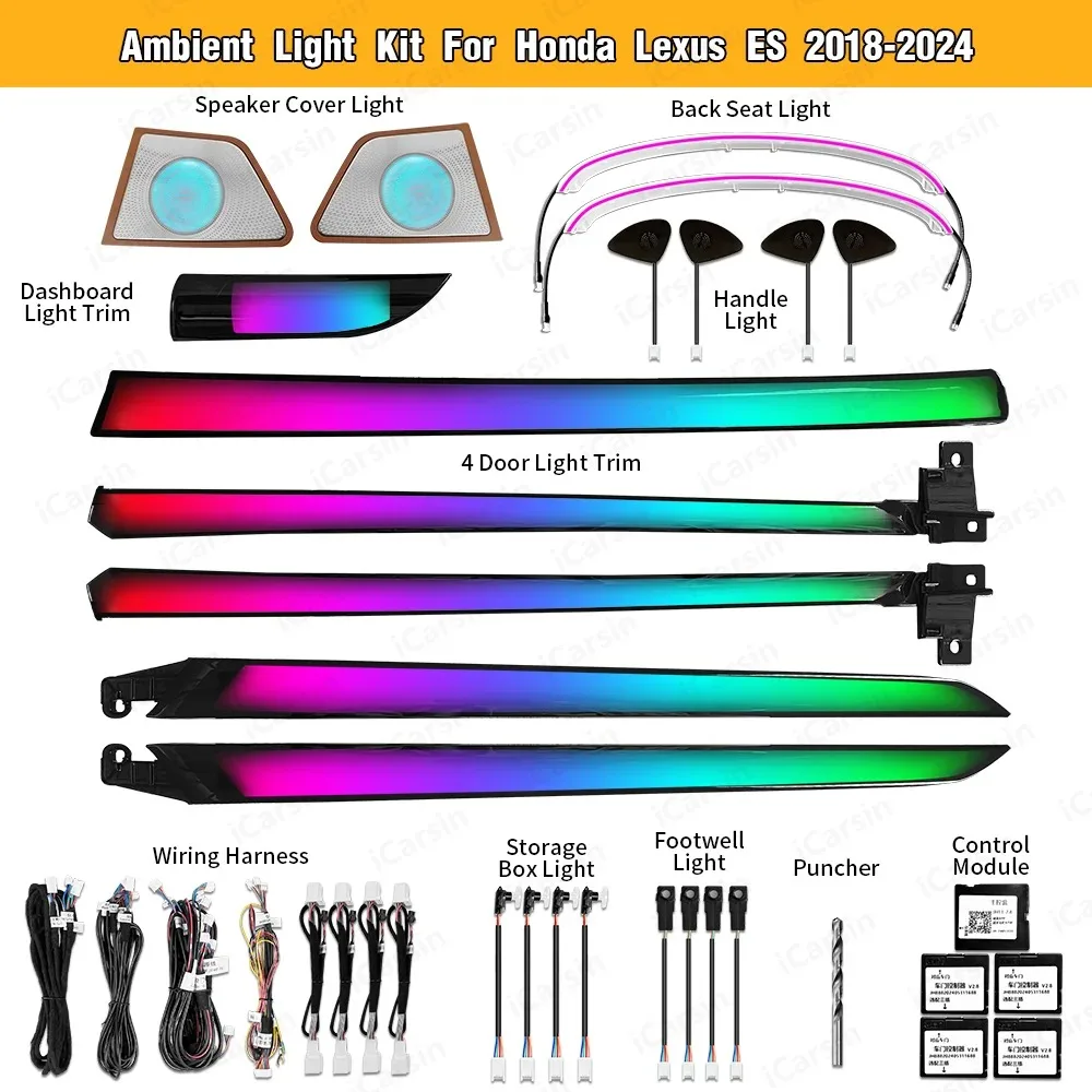 

Dynamic Ambient Light for LEXUS ES 300H 350 ES300h 2018 - 2024 Interior LED Lighting Upgrade Trim Panel Accessories Kit