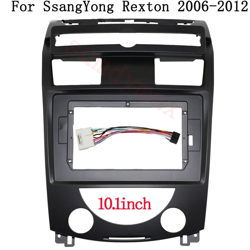 10.1inch 2 Din Car Radio Fascia For SsangYong Rexton 2006-2012 Dashboard Mount Kit Dash Mount DVD Frame with cable