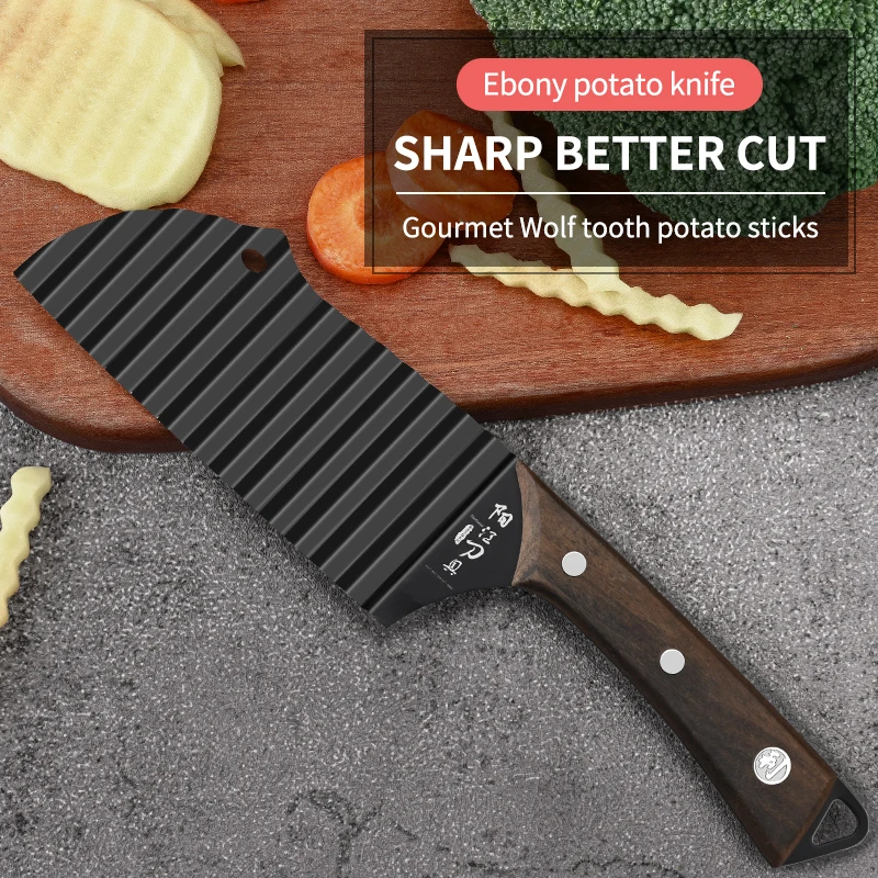 Wolf Tooth Potato Knife, High-End Seiko Wave Kitchen Knife, Cooking Kitchen Knife, Chef Special Fancy Potato Mesh Serrated Knife