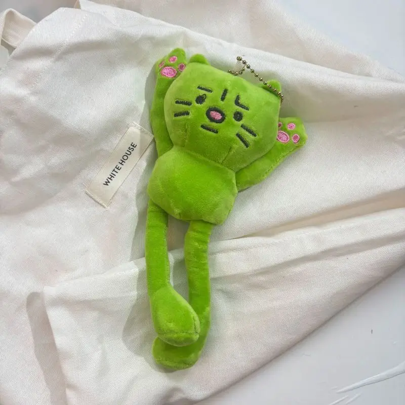 لطيف تمتد القط ألعاب من نسيج مخملي على ظهره أفخم قلادة المفاتيح الإبداعية وعصرية طويلة أرجل القط دمية هدية رائعتين #4