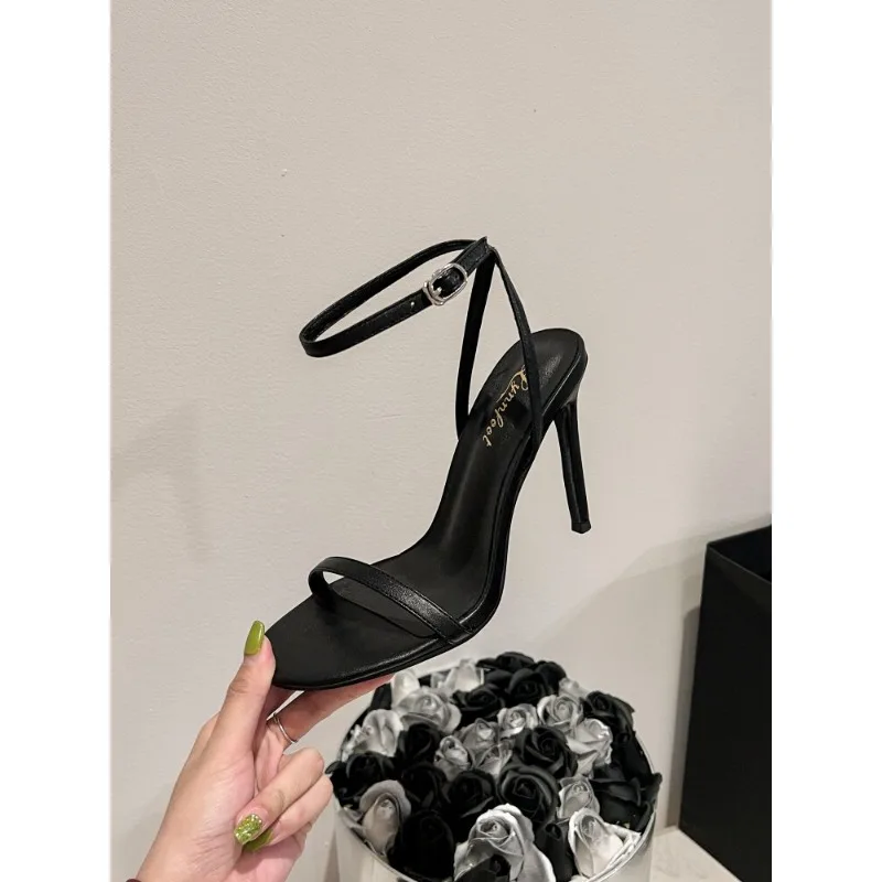 2026 Spring New Product One Button Strap Open Toe High Heels for Women, Thin Heels, Sexy and Slim, Versatile Rear Strap Sandals