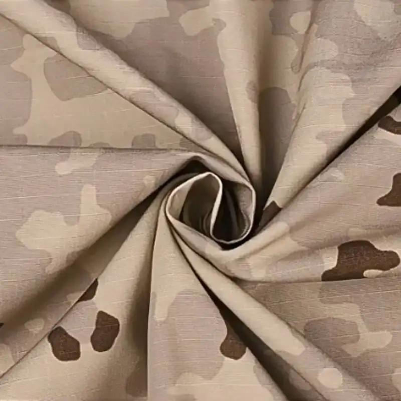 Nylon Cotton German Tricolor Desert Camouflage Plaid Fabric NC5050 Wear-Resistant Splash-Proof Camo Cloth for DIY Clothes Bags