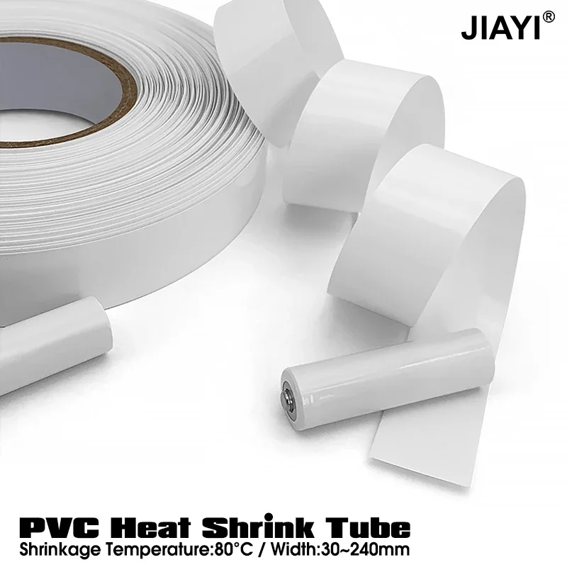 1m ~ 10m PVC Heat Shrink Tube White 30mm~300mm for 18650 Lithium Battery Pack Insulated Film Wrap Case Protection Cable Sleeves