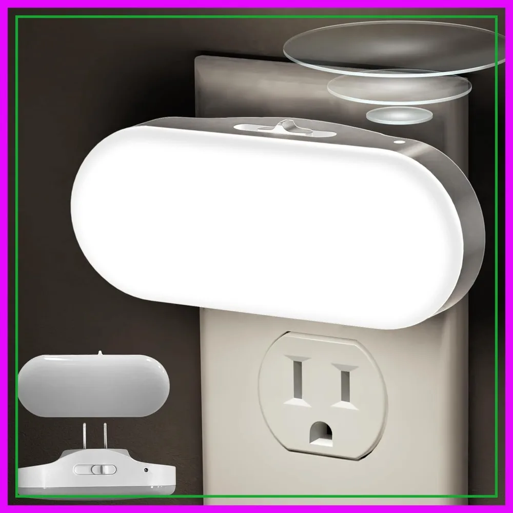 

Plug-in Night Light, [2 Pack] with Dusk to Dawn Sensor, 1W 5000K Dimmable 0-100LM for Bathroom Hallway Bedroom Stairway
