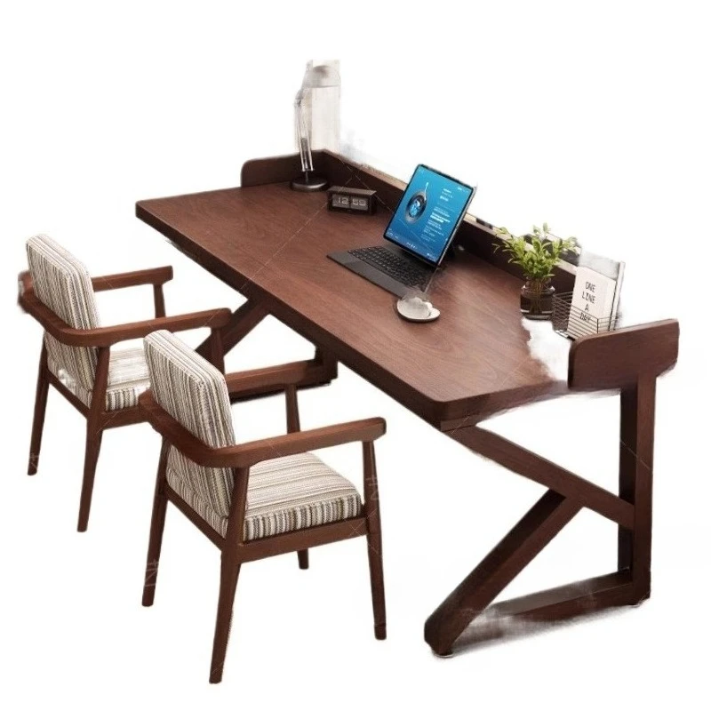 

All solid wood desk, desk against the wall, student double long table