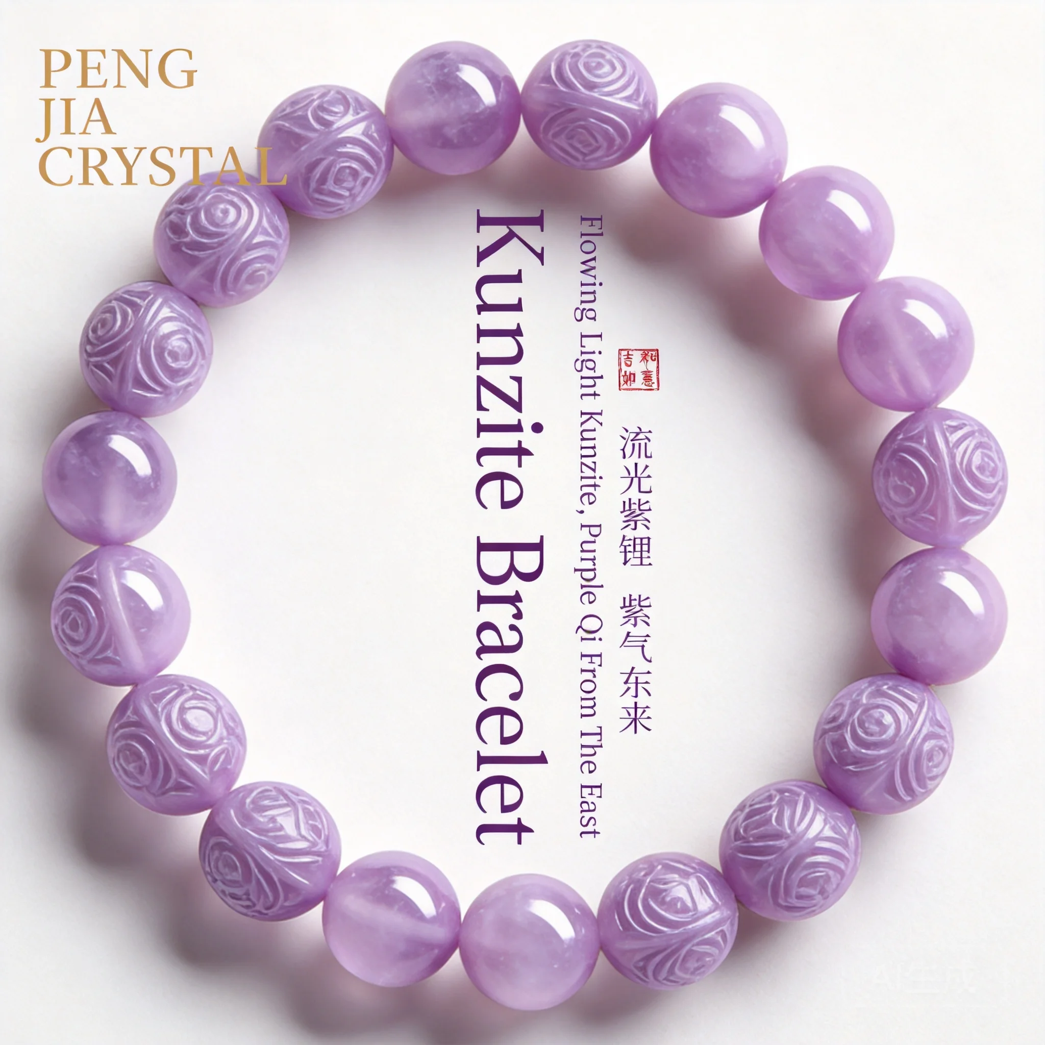 Snqp Chinese Style Natural Kunzite Bracelet Lavender Purple Crystal Beaded Bracelet For Women Fortune Attracting Feng Shui Good