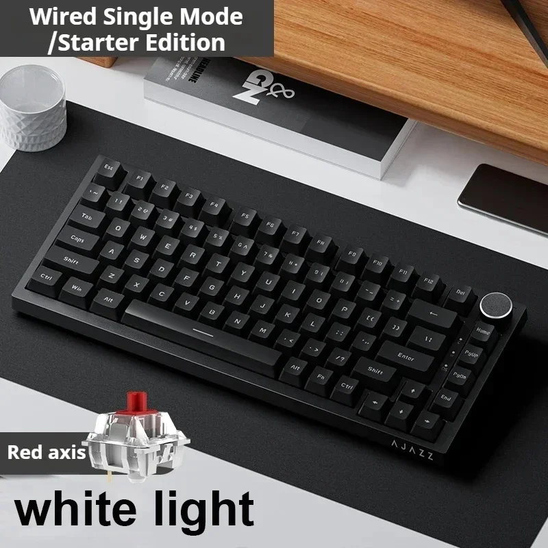 

PYLV X Ajazz Ak820 Wired Mechanical Keyboard Multi-function Knob Low Latency Gaming Keyboard Accessories for Office Pc Gamers