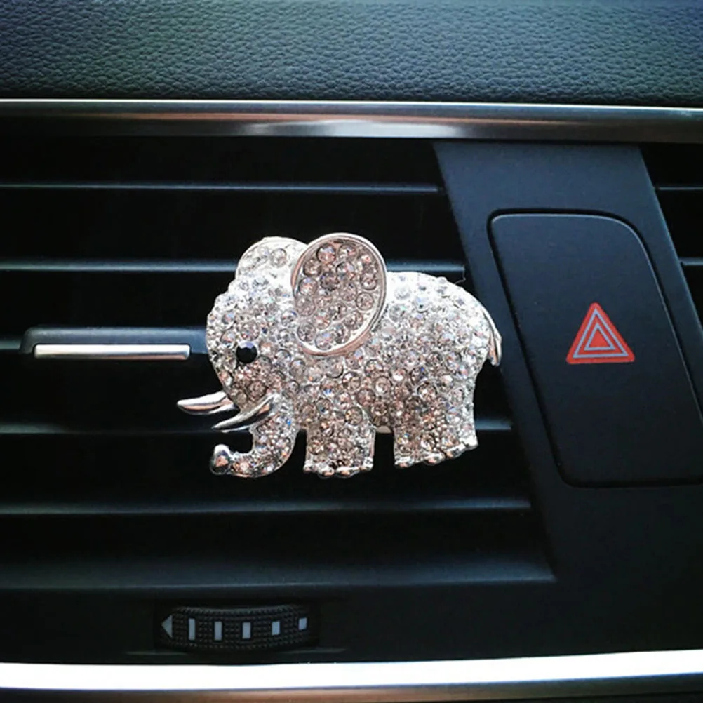 

Elephant Perfume Elephant Perfume Clip Premium Metal Air Freshener For Car Rhinestones Decor Car Outlet Aroma Diffuser Golden