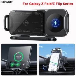 Car Wireless Charger DualCoil Fold Screen Car Phone Holder for Samsung Galaxy Z Fold 6 5 Flip 4 3 Fast Charging Vent Mount Stand