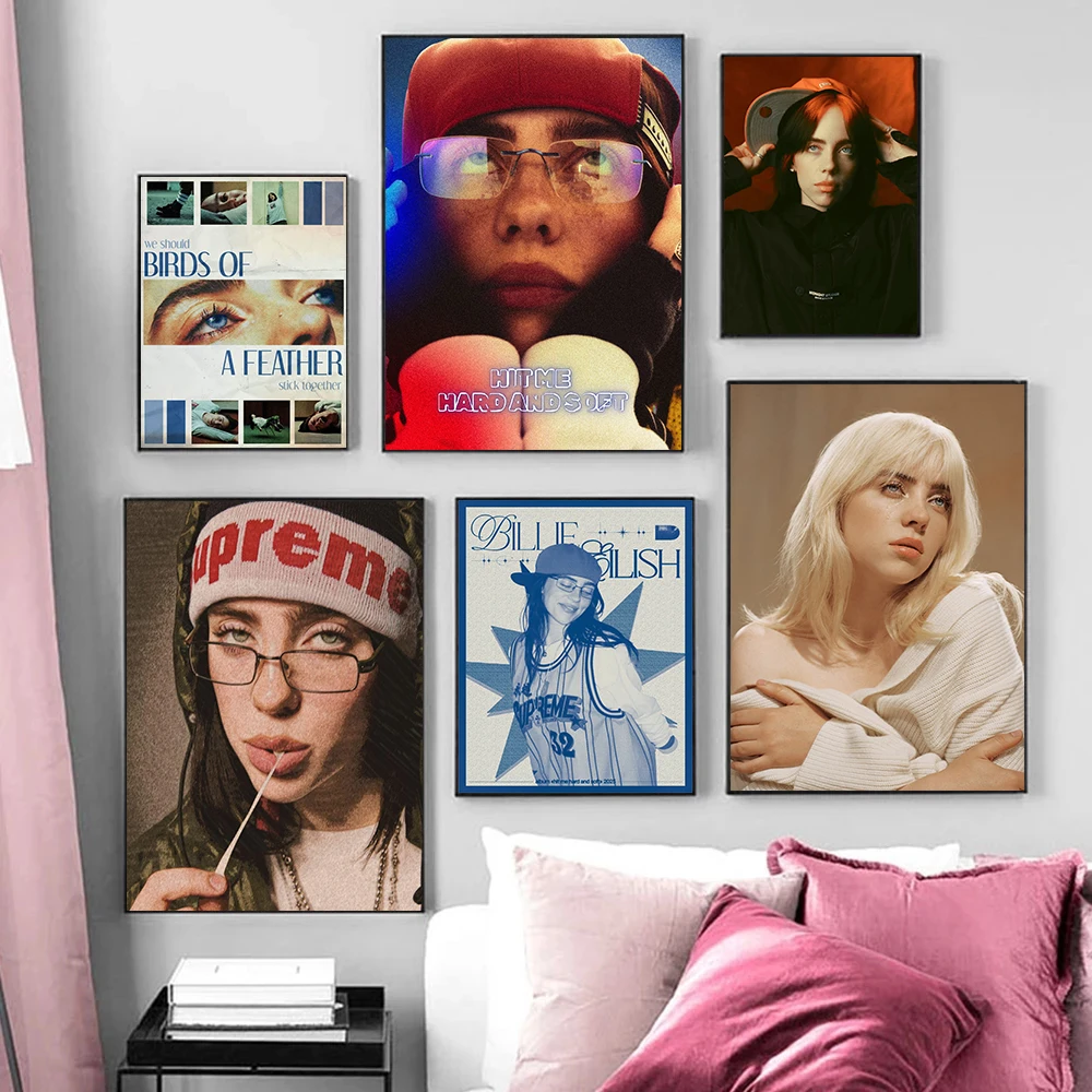 Singer Classic Music Portrait Hit Me Hard and Soft Tour B-Billies-S Aesthetic Canvas Poster Wall Art Pictures Home Decor