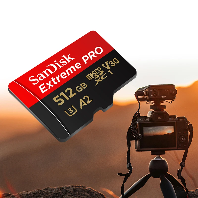 بطاقة ذاكرة SanDisk V30 4K MicroSD 128GB 256GB للطائرات بدون طيار كاميرا الحركة A2 بطاقة SD صغيرة للهاتف 32GB 64GB C10 بطاقات فلاش TF