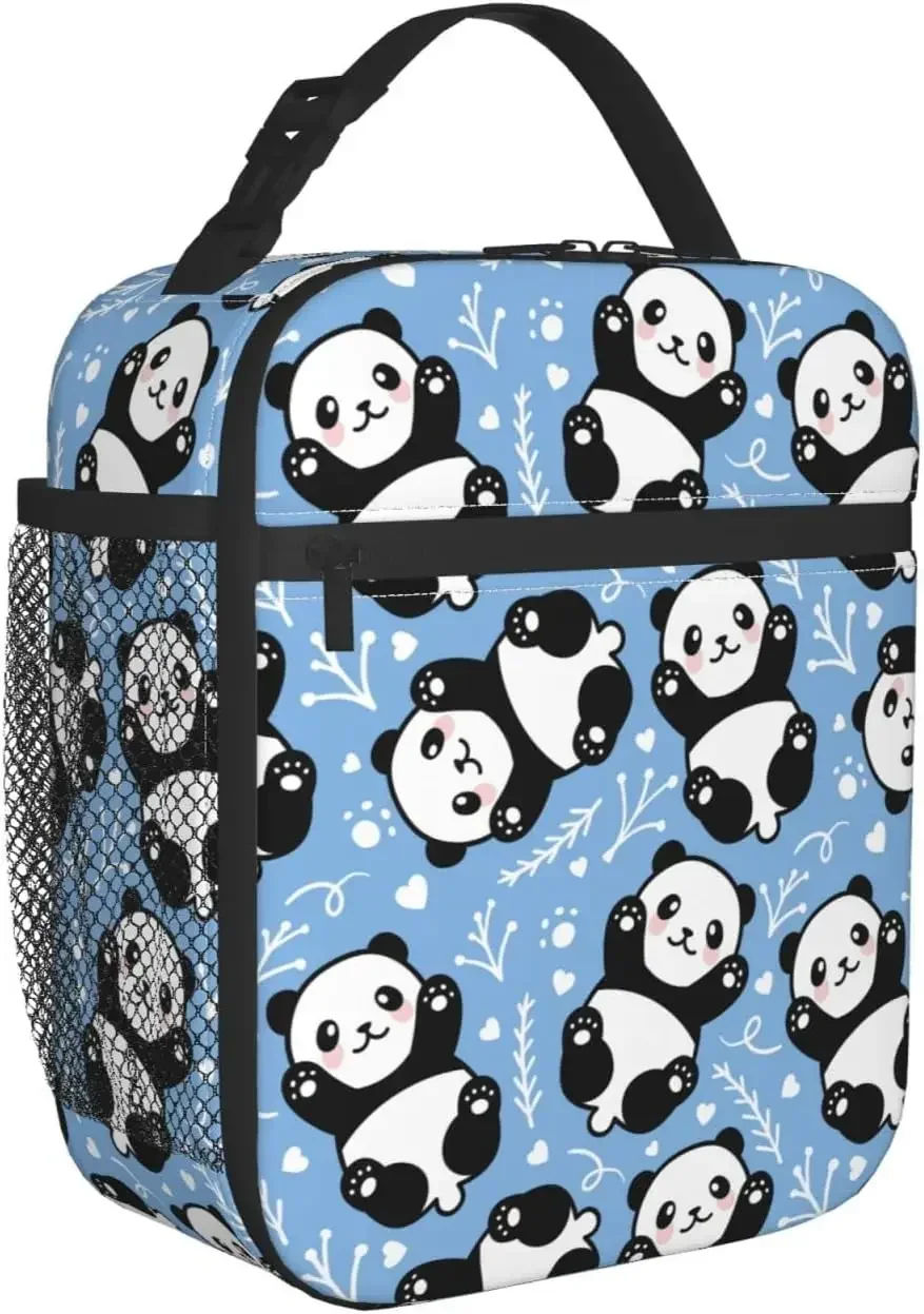 Cute Panda Lunch Box Insulated Lunch Bag Detachable Handle Lunchbox Thermal Meal Tote Bag for Travel Picnic Office Work Outdoor