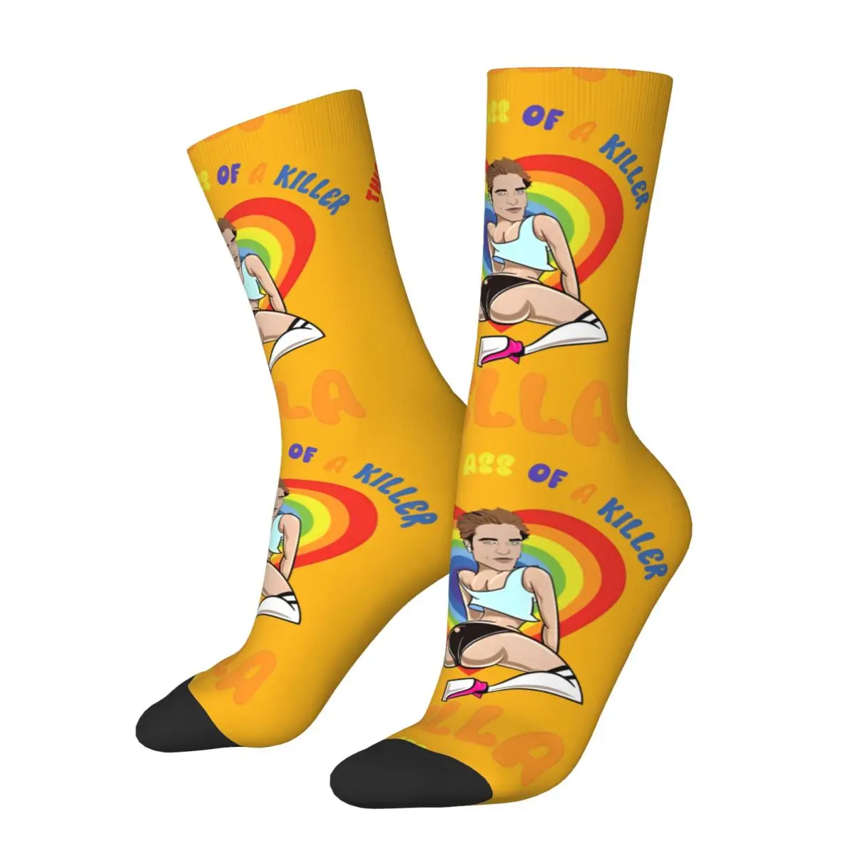 Unisex Men Socks This Is The Ass Of A Killer Funny LGBT Rainbow Stockings Autumn Fashion High Quality Socks