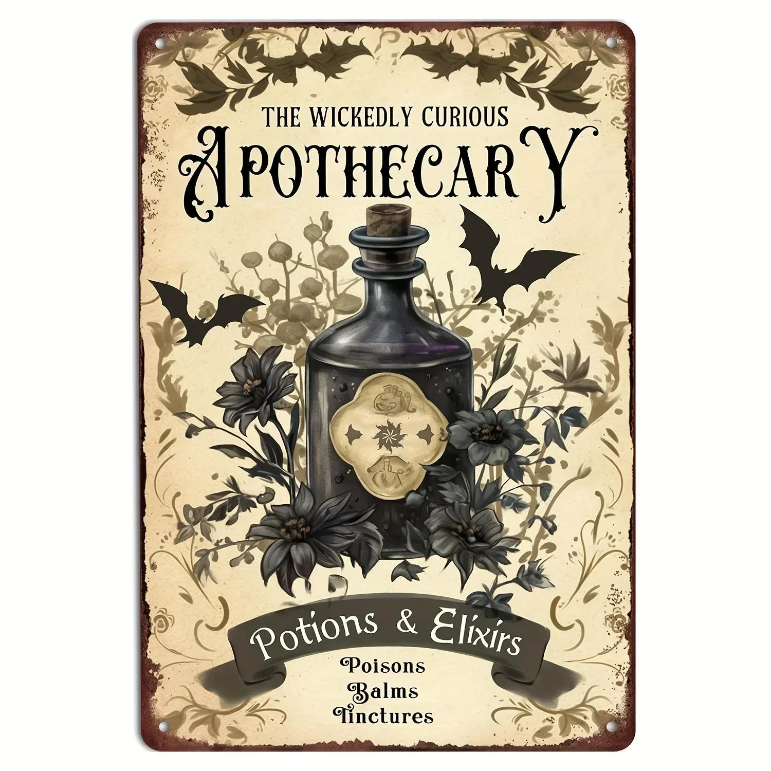 2D Flat Vintage Pharmacy Potion Metal Aluminum Sign - 8*12 Inch, Vintage  and Farmhouse Halloween Decoration