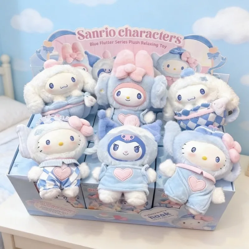 

Sanrio Heart Beat Blue Series Vinyl Plush Blind Box Keychain Cute Doll Pendant Toy Mystery Bag Gift for Girls surprise box