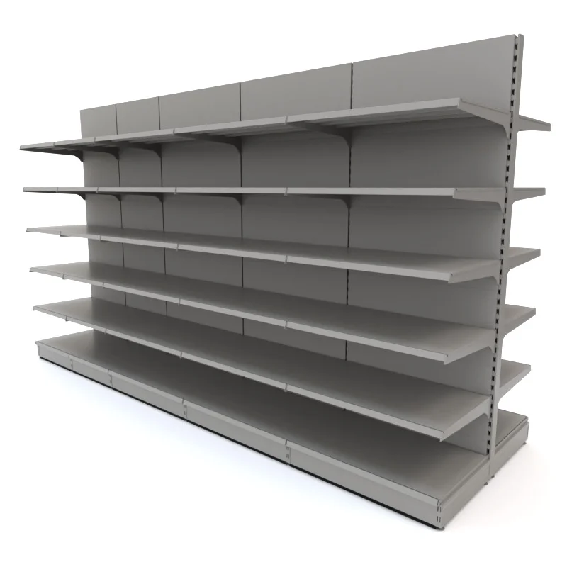 Factory Price Double Sides Store Shelf Sturdy Iron Customizable Color Quick Assembly Gondola Supermarket Shelf