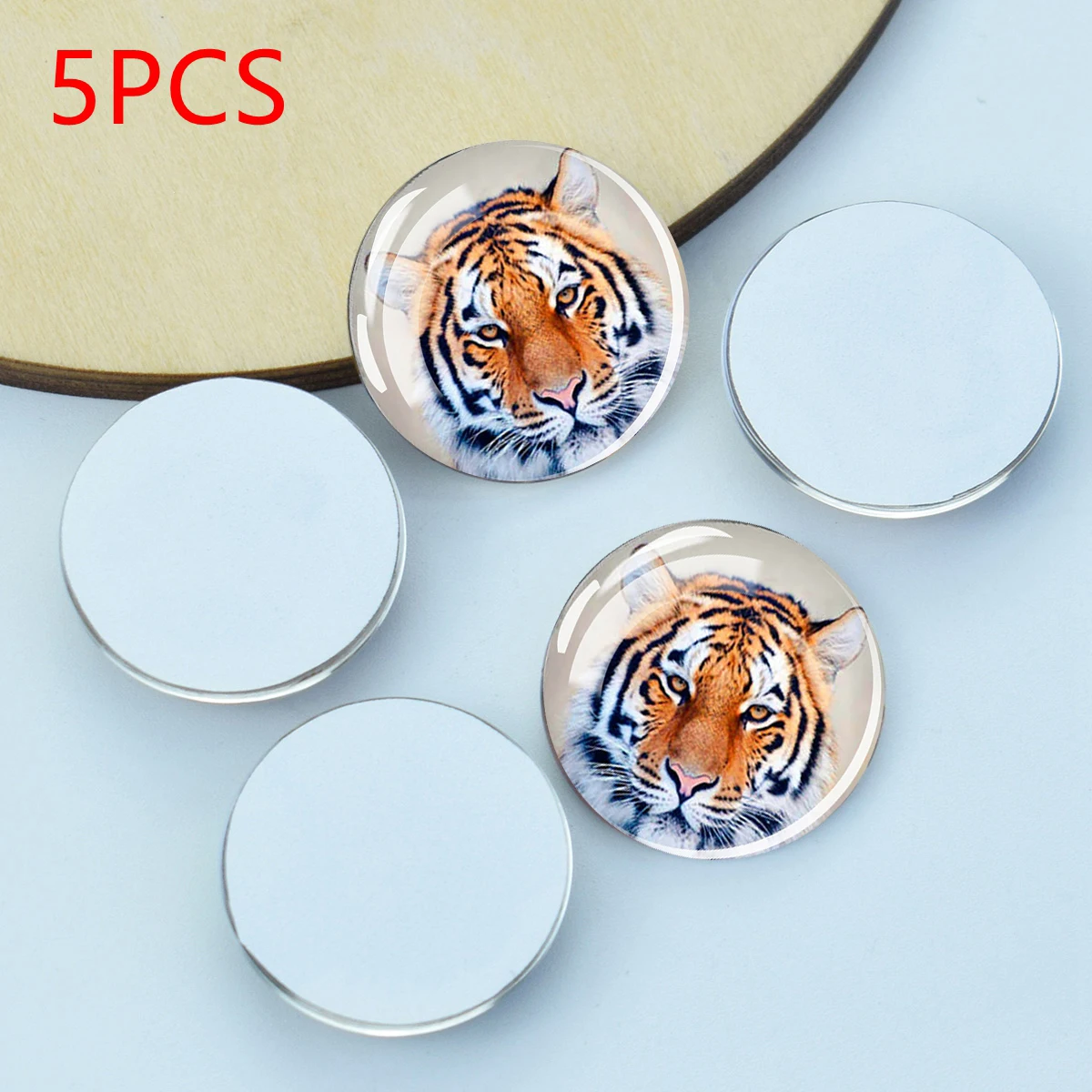 5pcs/lot Tiger Pattern Round Glass Cabochon 25MM DIY Pendant Jewelry Making Crafts Supplies